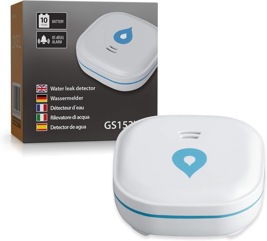 SEBSON Wassermelder mini GS153, 10 Jahres Langzeit-Batterie, Wasseralarm, Wasserwächter 60x60x24,2mm