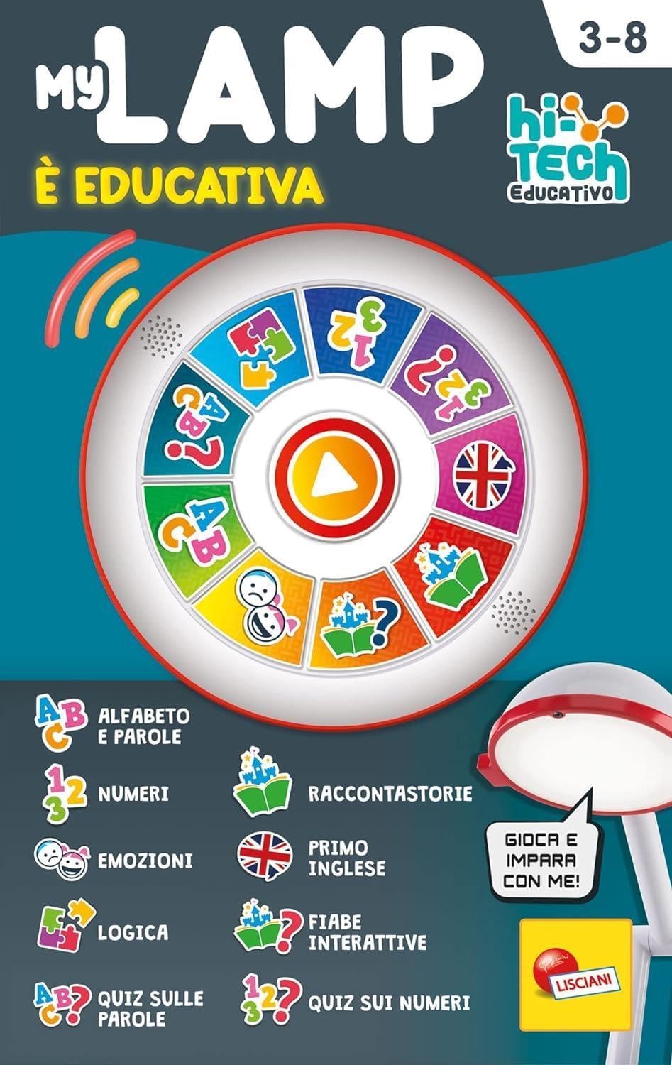 Liscianigiochi 96992 Step Pädagogische Zauberlampe, Kinder 3-6 Jahre, Alphabet und Wörter, Zahlen un