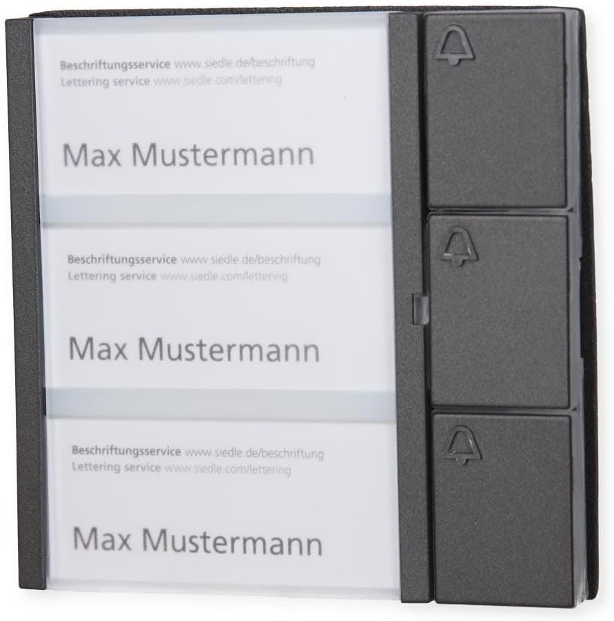 Siedle 4919389 Tastenmodul 3 Tasten 1 und N-System, TM 612-3 Dg, dunkelgrau glimmer