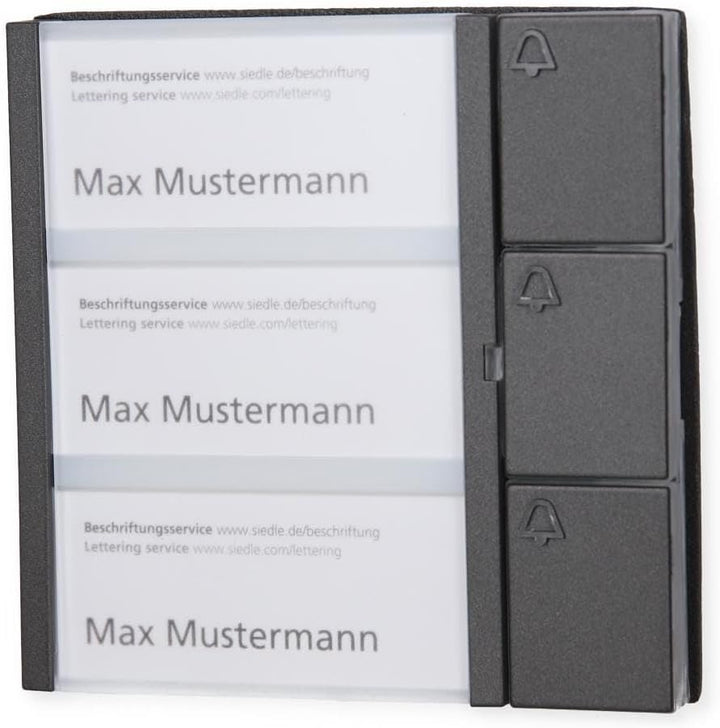 Siedle 4919389 Tastenmodul 3 Tasten 1 und N-System, TM 612-3 Dg, dunkelgrau glimmer