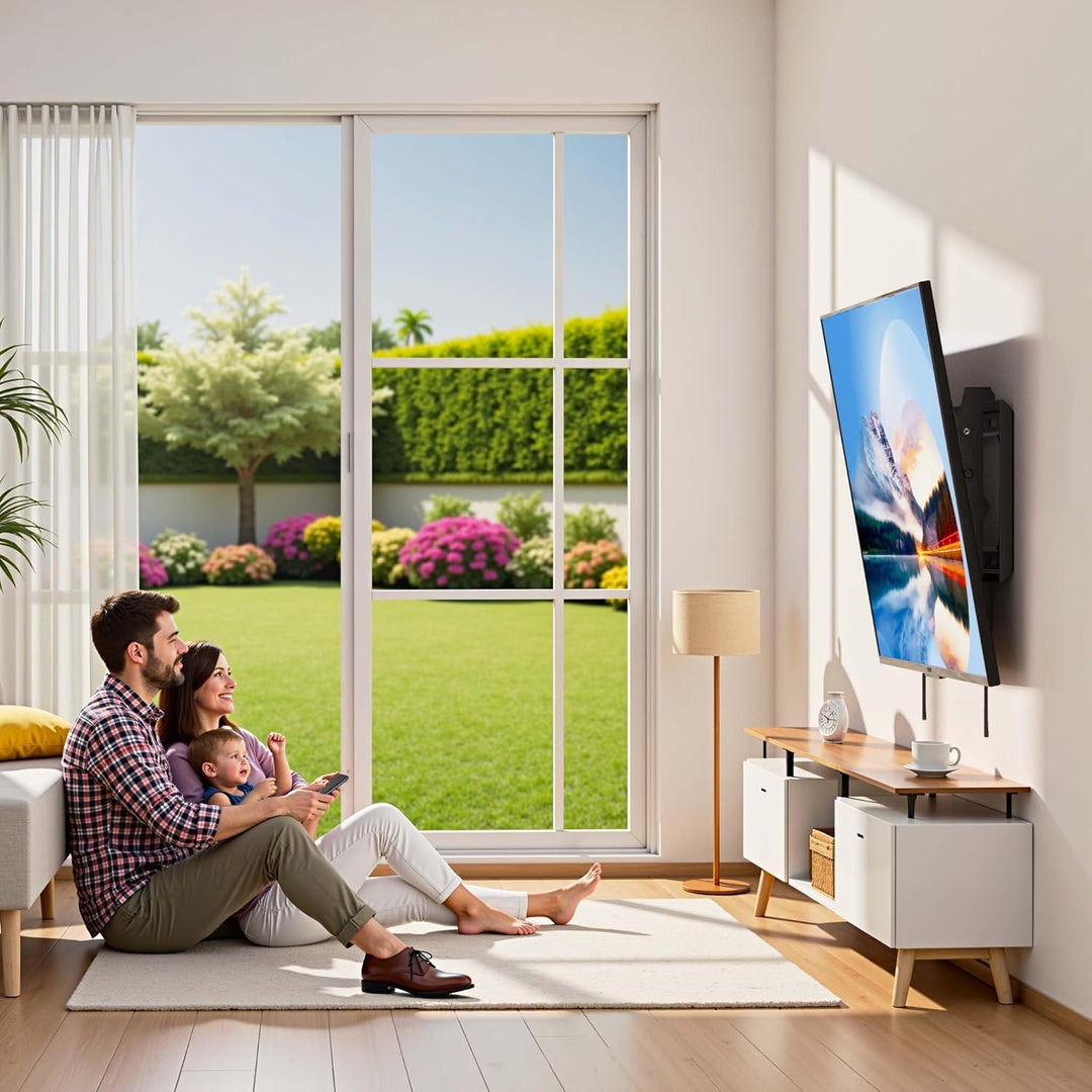 Wiltec TV Halterung 37"–80", TV Wandhalterung bis 80 kg aus Stahl, platzsparende Fernsehhalterung, F