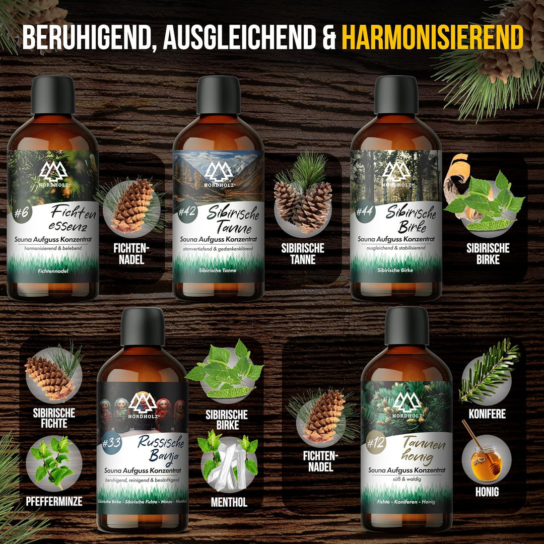 Saunaaufguss Set - [5x100ml Sibirische Reise] besonderes & natürliches Sauna Aufgussmittel - intensi