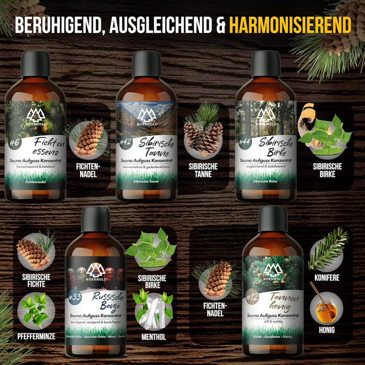 Saunaaufguss Set - [5x100ml Sibirische Reise] besonderes & natürliches Sauna Aufgussmittel - intensi