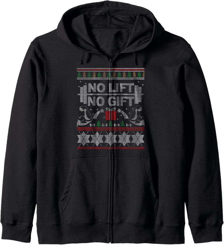No Lift No Gift Ugly Christmas Sweater für Bodybuilder XMas Kapuzenjacke