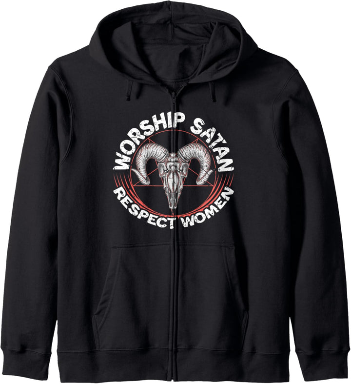 Worship Satan Respect Women Feminist Satanist Satanic Kapuzenjacke