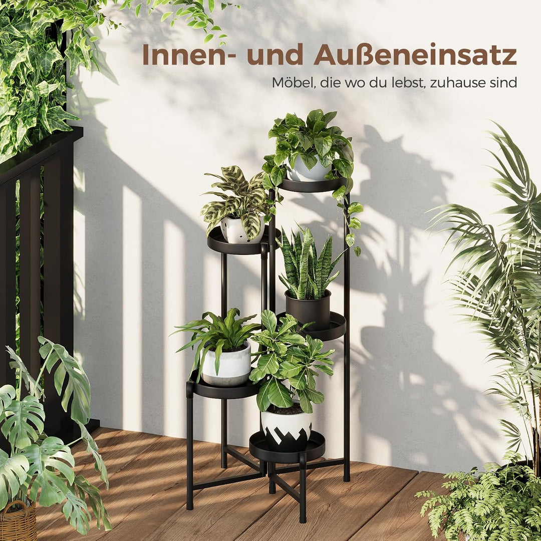 Bamworld Blumenständer Metall 5 Ebenen, Modernes Pflanzenregal für Innen und Aussen, Stabiler Pflanz