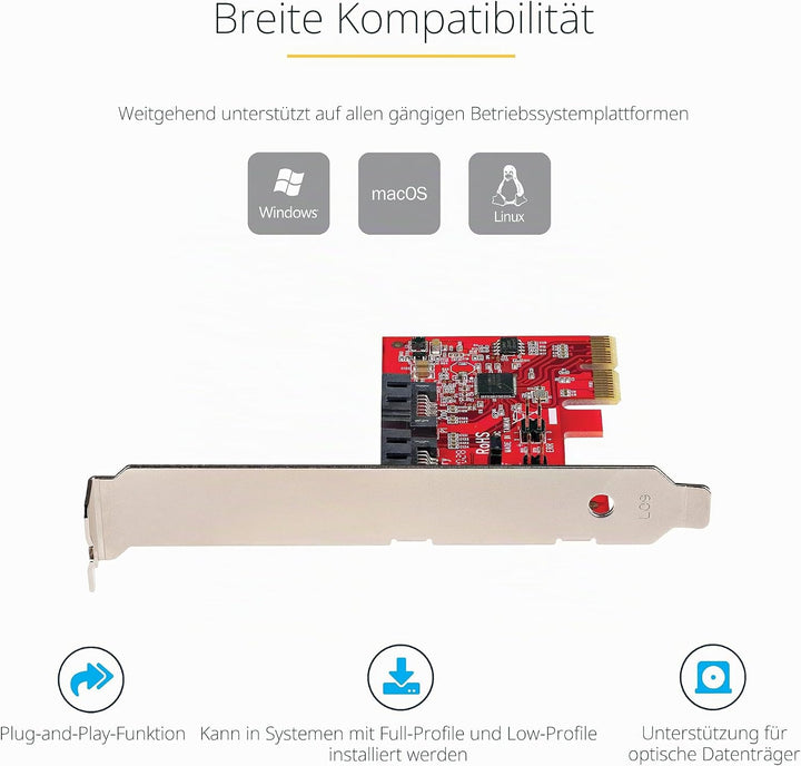 StarTech.com 2 Port PCIe SATA RAID Kontroller - PCIe SATA Hardware RAID Controller - PCIe Festplatte