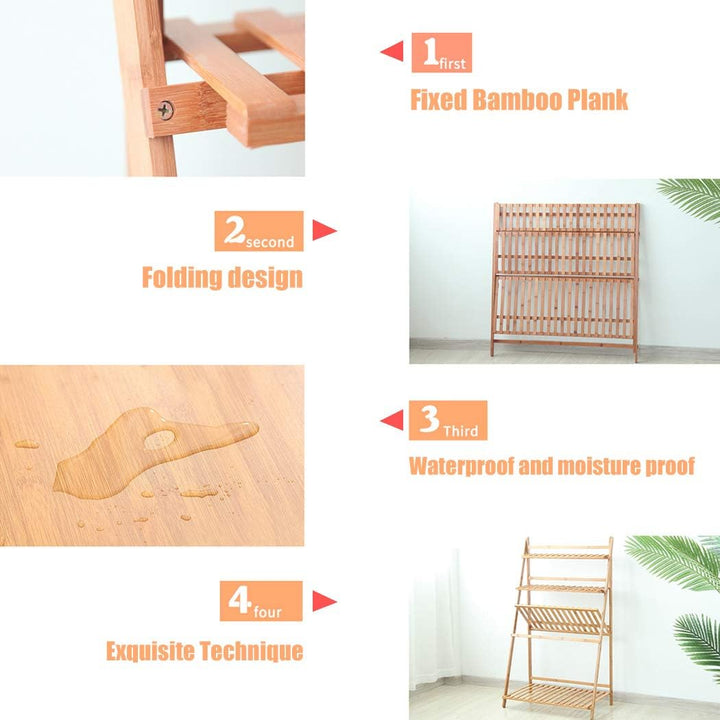 medla Blumentreppe aus Holz, Blumenständer für innen draussen, 3-stufig, Pflanzentreppe Klappbar, Bl