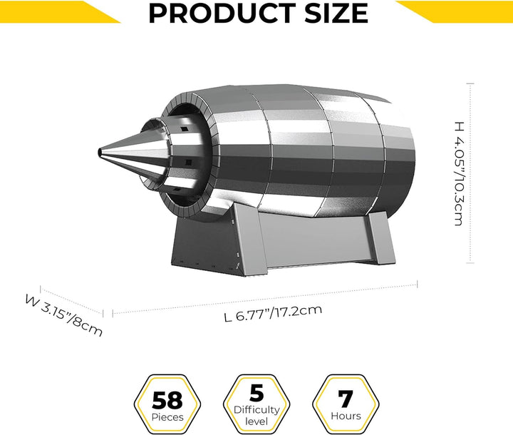 Metal-TIME Jet Engine Turbine, 3D Metall Puzzle, Jet Engine Assemble Model Kit, 3D Metall Modell DIY