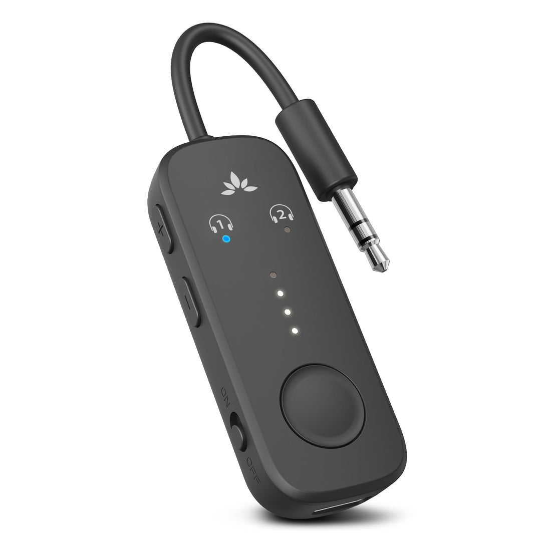 Avantree Relay - Premium Flugzeug Bluetooth 5.3 Adapter für alle Kopfhörer, apt-X geringe Latenz, un