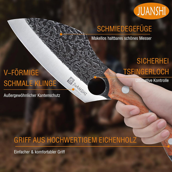 JUANSHI® Handgeschmiedetes Ausbeinmesser Kochmesser Papas Geschenk Geburtstag Profi Wikingermesser A