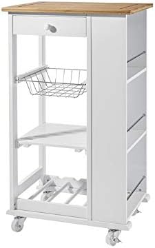 Phoenix Nizza Servierwagen, Trolley, Küchenwagen, MDF lackiert, Weiss, 50x86x37
