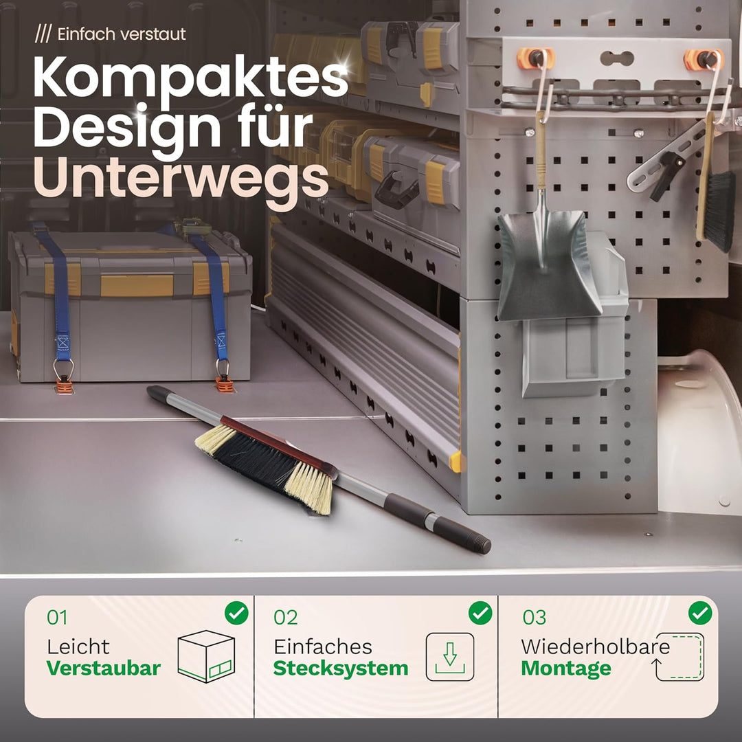 Novaliv Zimmerbesen mit Stiel ROSSHAAR Mischung Besen weiche Borsten Schrankbesen mit Teleskopstiel