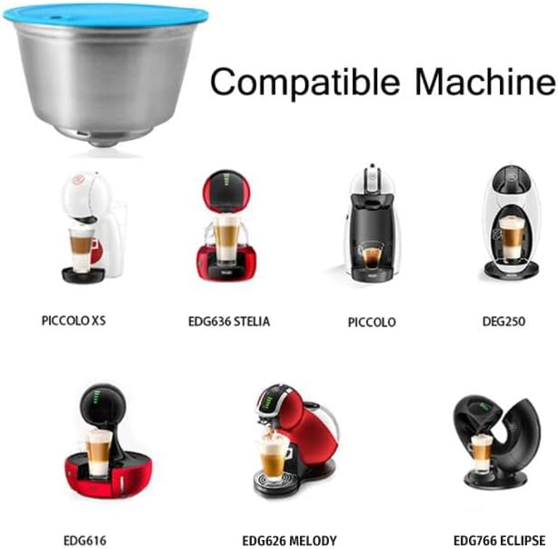 i Cafilas Wiederbefüllbare Kaffeekapsel für Dolce Gusto, Edelstahl Nachfüllbare Kapsel mit 1 löffel