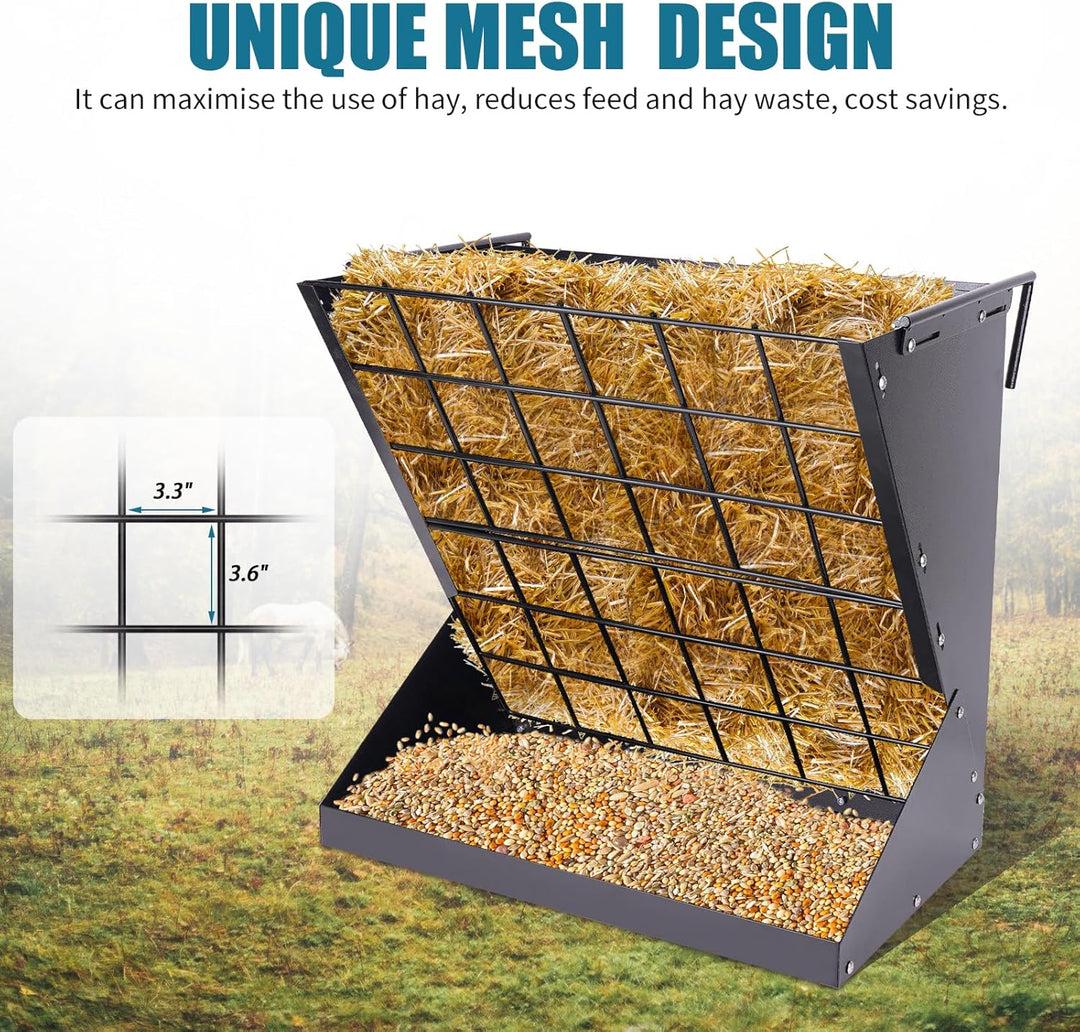 Grosses Heuraufe für Schafe und Ziegen 2 In 1 Hay & Grain/Salt Feeder Hängende Futterraufe Schafe mi