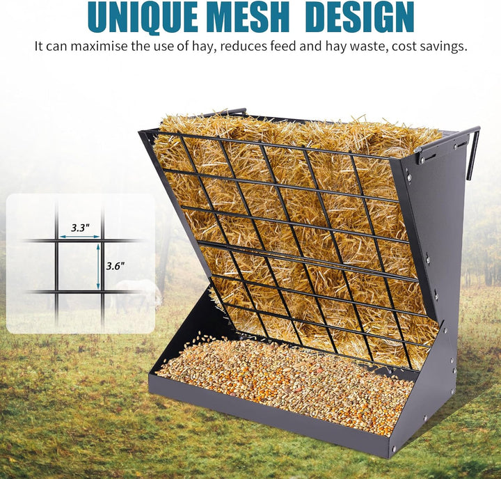 Grosses Heuraufe für Schafe und Ziegen 2 In 1 Hay & Grain/Salt Feeder Hängende Futterraufe Schafe mi