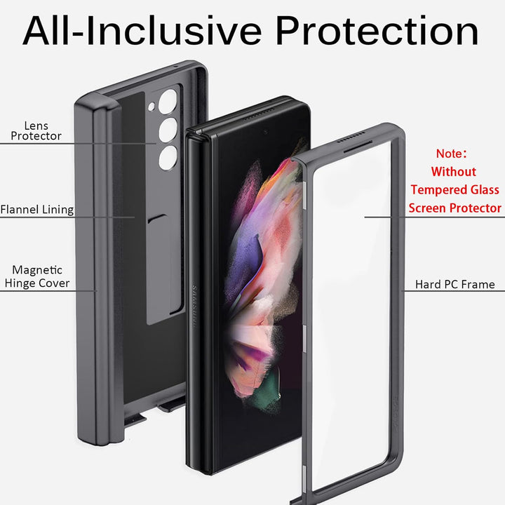 Miimall Handyhülle Kompatibel mit Samsung Galaxy Z Fold 2 Hülle mit S Pen Halter + Stift, PC Schutzh