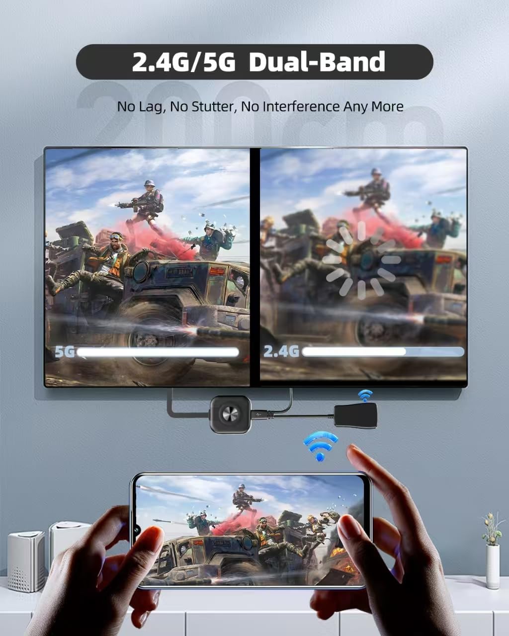 4K Wireless HDMI Adapter für iOS, Android, Windows &amp; Mac, Miracast | Kabellose Bildschirmspiegelung