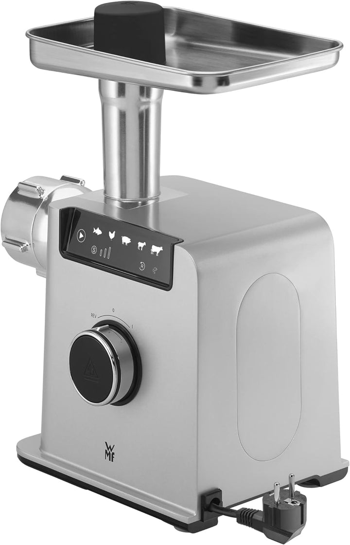 WMF Profi Plus Fleischwolf elektrisch, Wurstfüllmaschine, Rücklauf, 3 Lochscheiben, Kebbe- und Sprit