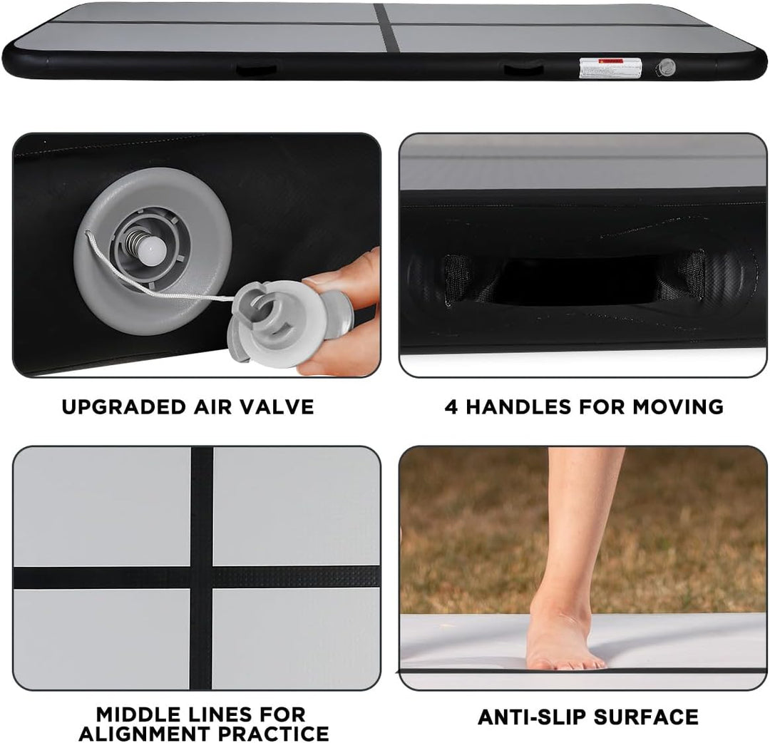 KIKILIVE 10/20CM Hoch Gymnastikmatte Tumbling Matte, 2/3/4/5/6M Aufblasbar Gymnastik Track Matte Air