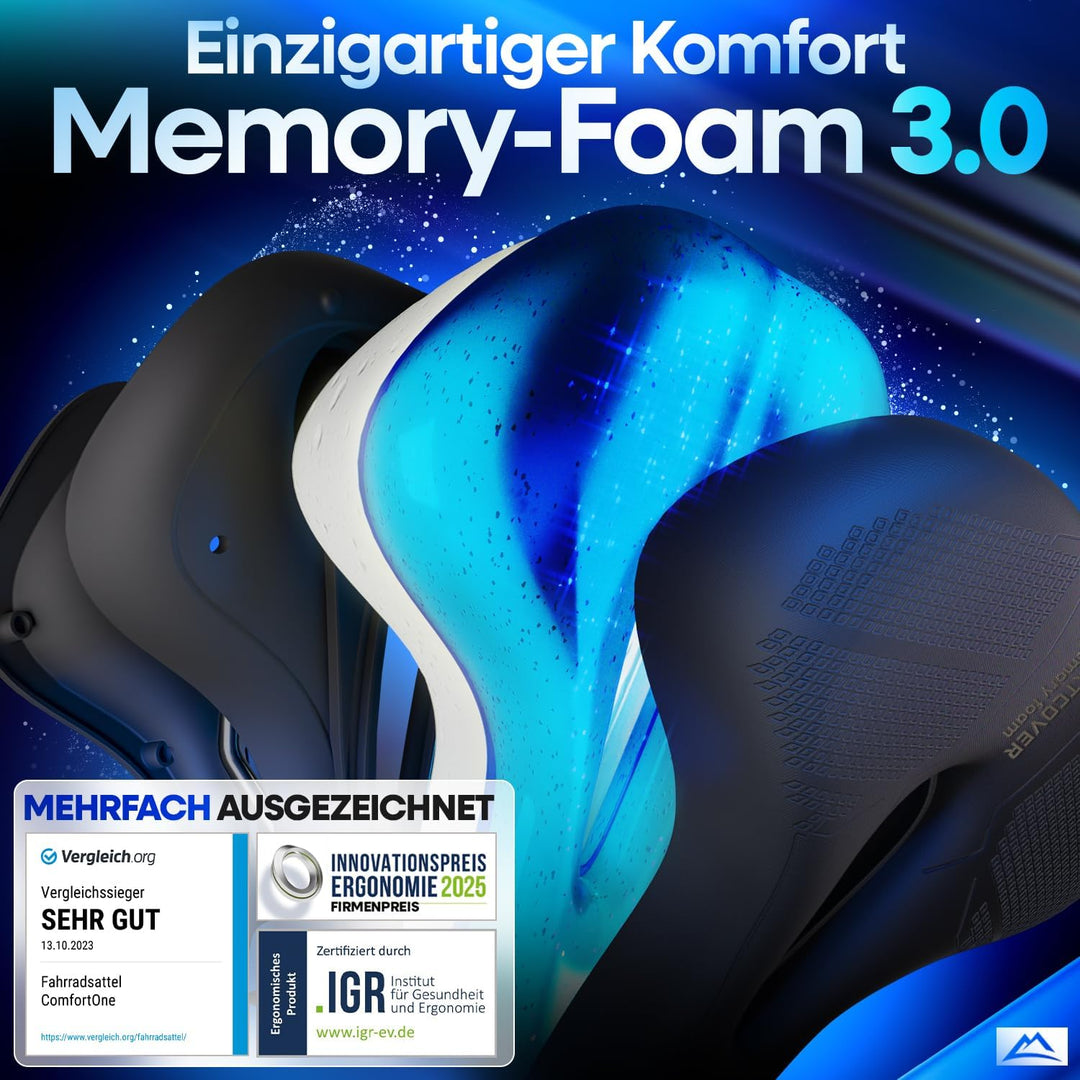 NEXTCOVER® Fahrradsattel mit Memory-Foam 2.0 und [Volume-Air] Federung I maximaler Fahrkomfort I erg