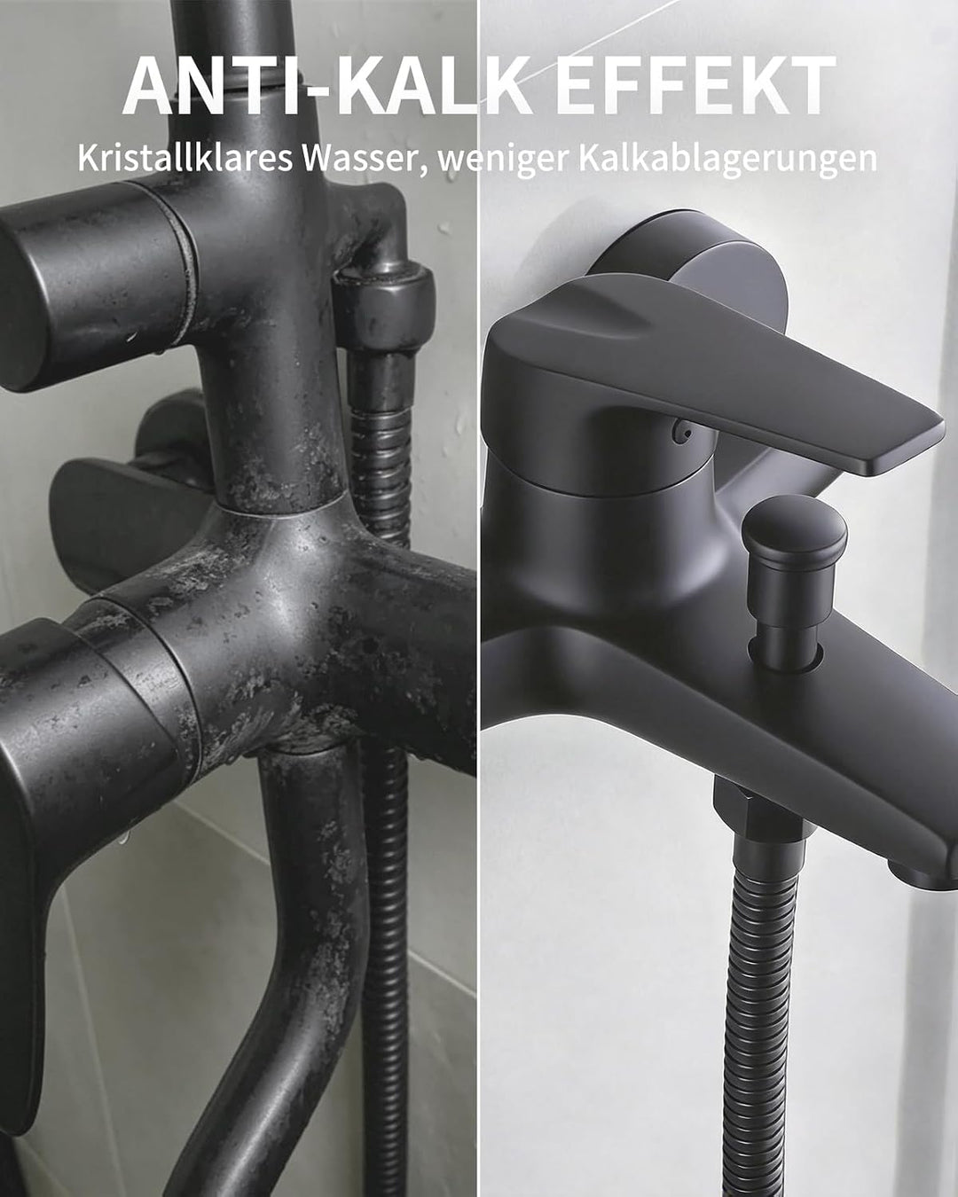OFFO Duschkopf mit Schlauch 1,6m mit Verdrehschutz, Handbrause mit Filter 6 Strahlarten, Duschkopf G