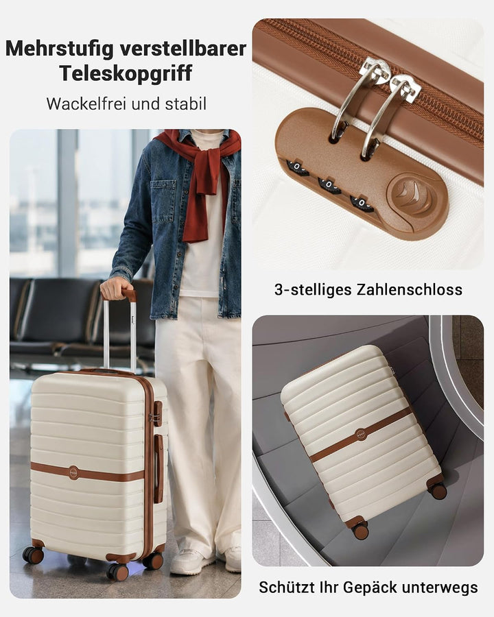 KONO Koffer Reisekoffer Trolley Koffer Gross von ABS+PC Hartschalenkoffer mit Zwillingsrollen und Za