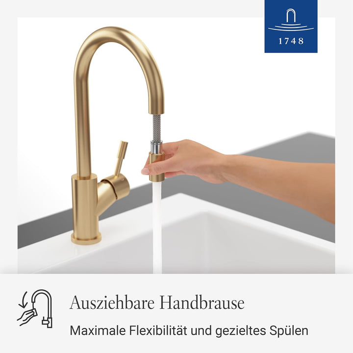 Villeroy &amp; Boch Umbrella Flex | Hochdruck | Einhand-Küchenarmatur mit herausziehbarer Handbrause | G
