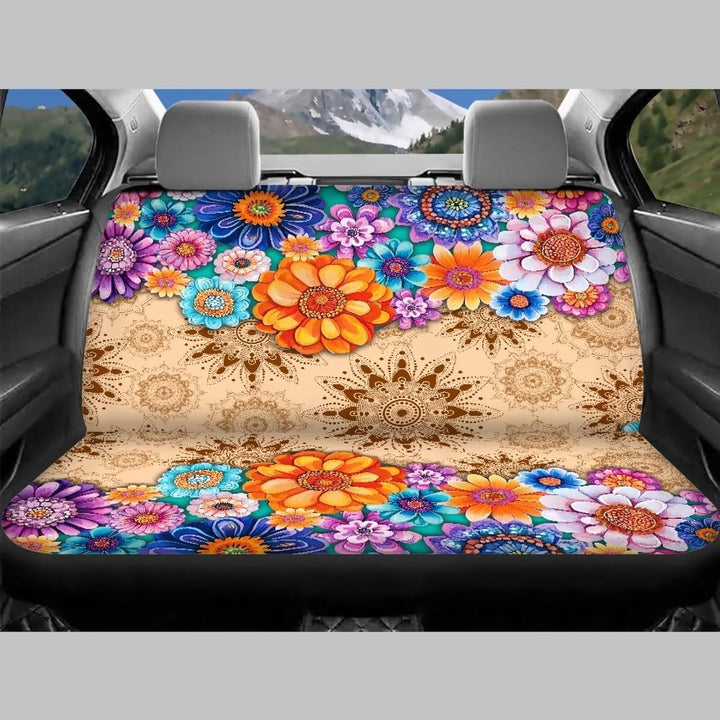 chaqlin Hippie Lotus Autositzbezug-Set für Damen, Auto-Innenzubehör, 4-teilig, universeller Autositz