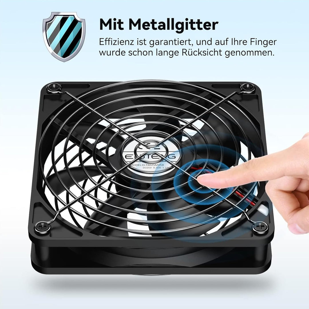 ELUTENG 2 in 1 USB Ventilator 140mm USB Lüfter 5V, Doppel PC Ventilator USB Computer Lüfter 140mm Kl