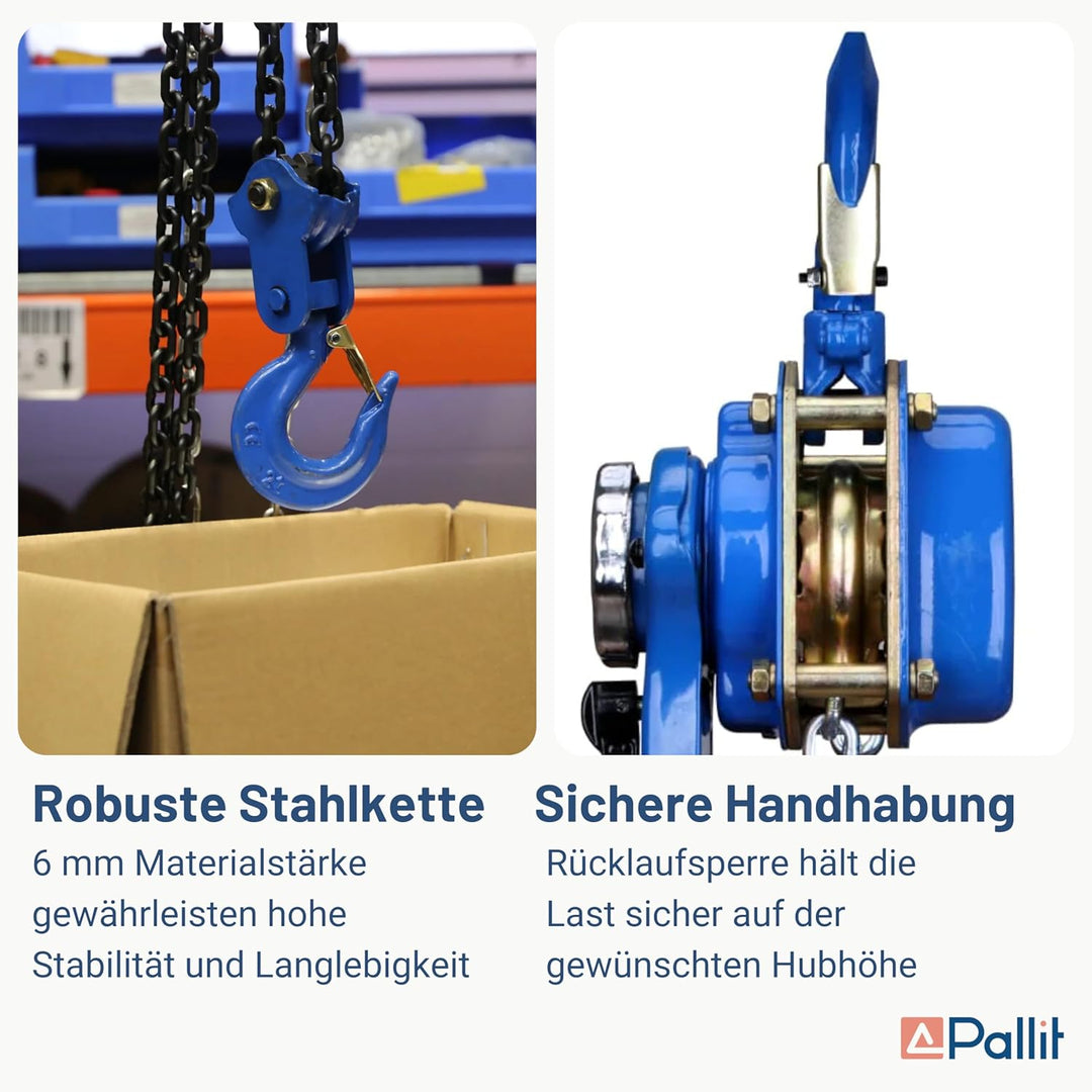 Pallit Hebelzug LEVER-S | 750 kg Tragkraft | 1,5 m Kettenlänge | strapazierfähige Lastbremse | Freil