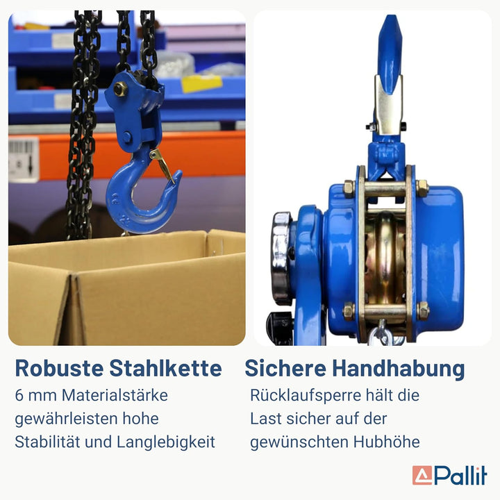 Pallit Hebelzug LEVER-S | 750 kg Tragkraft | 1,5 m Kettenlänge | strapazierfähige Lastbremse | Freil