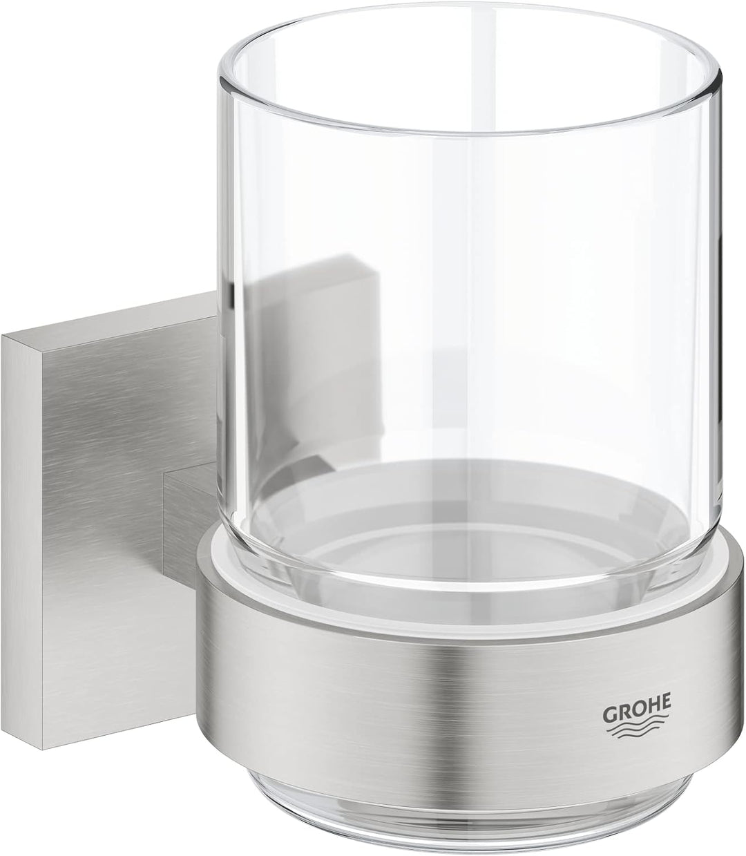 GROHE Start Cube - Glas mit Halter (verdeckte Befestigung, Material: Glas/Metall), supersteel, 41097