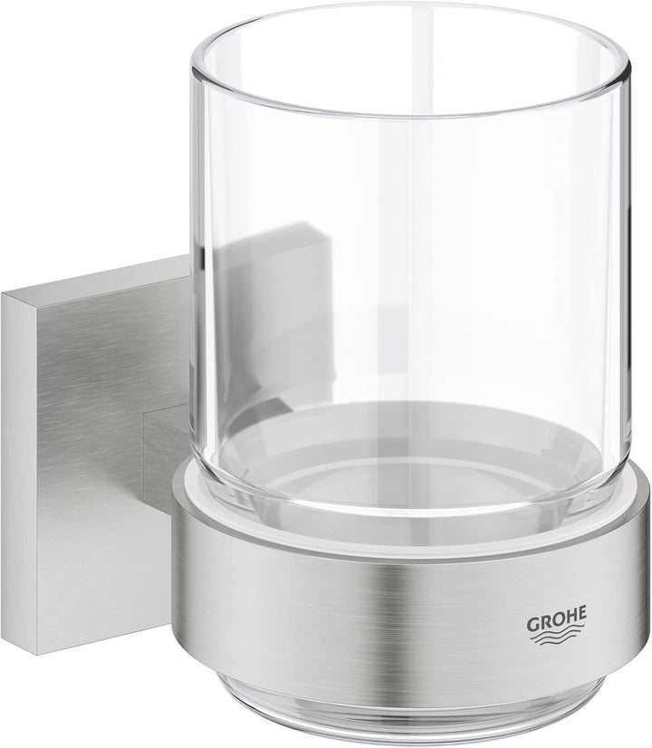 GROHE Start Cube - Glas mit Halter (verdeckte Befestigung, Material: Glas/Metall), supersteel, 41097