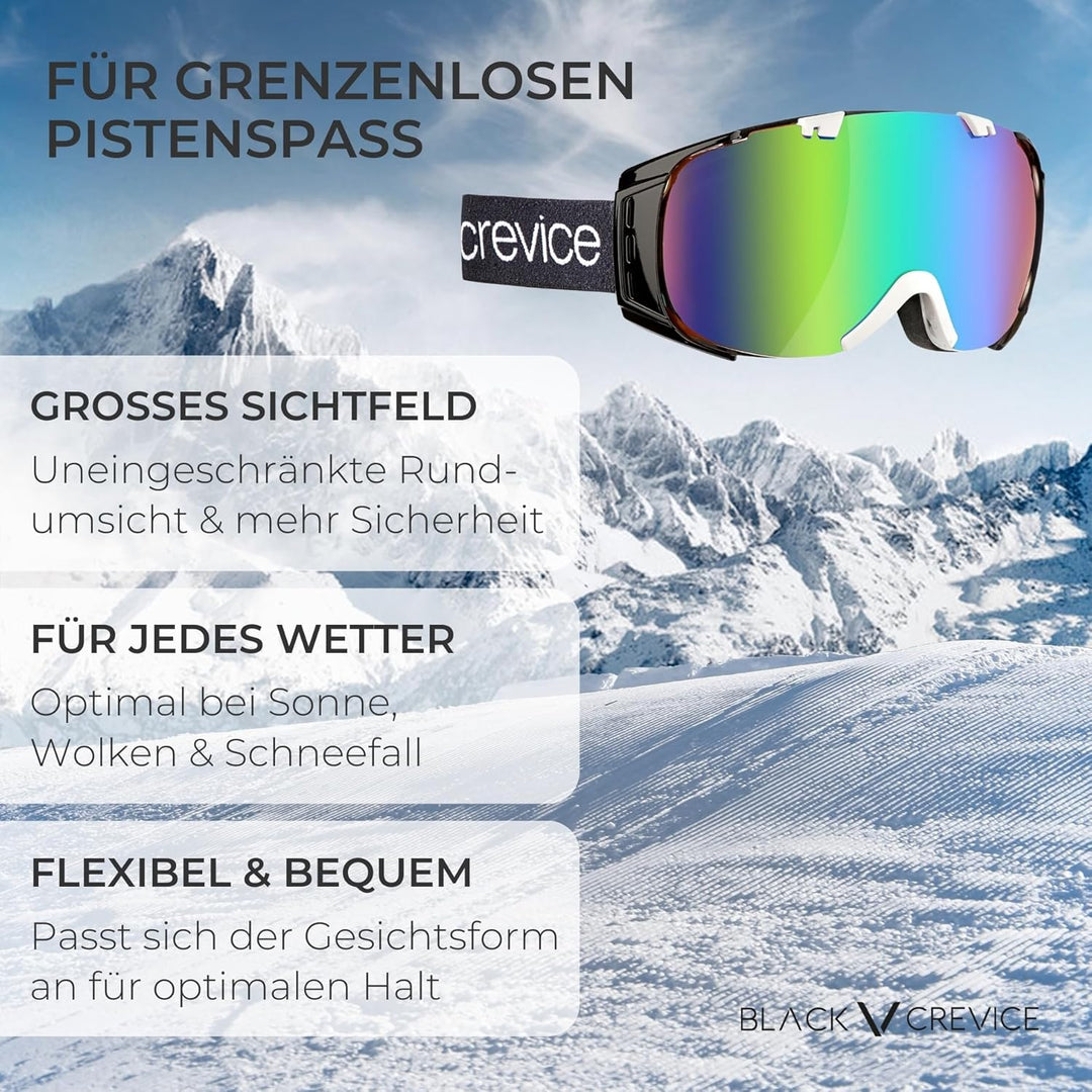 Black Crevice Skibrille Flachau I Skibrille für Brillenträger I Ski-Brille in verschiedenen Farben I