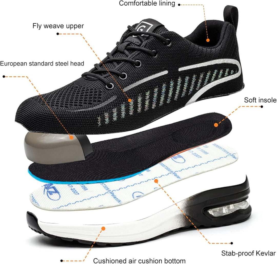 YEKOYIOO Sicherheitsschuhe Herren Damen Arbeitsschuhe mit Stahlkappe Sneaker Schutzschuhe 38 EU Mehr