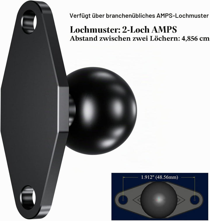 BRCOVAN 2St, Aluminiumlegierung Diamant-Montagebasis mit 1 Zoll TPU Kugel Kompatibel mit RAM Mounts