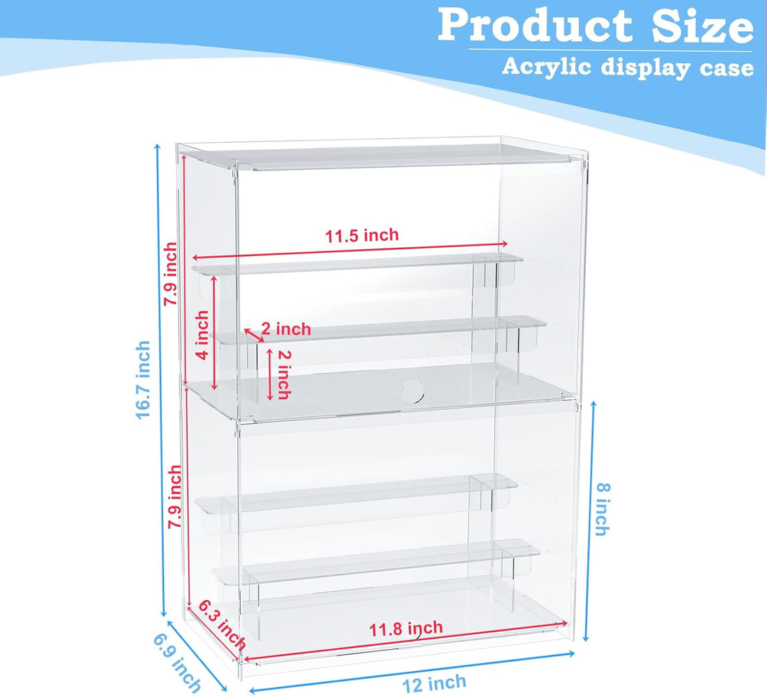 Nynelly 2-stöckige Acryl-Vitrine für Sammlerstücke, transparente Acryl-Vitrinen mit Tür und Regal, m