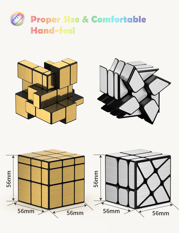 ROXENDA Speed Zauberwürfel Set, Würfel Set mit Silber Mirror Cube und Gold Mirror S Cube, Unregelmäs