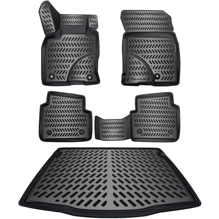 ELMASLINE 3D Gummimatten + Kofferraumwanne Set für Ford KUGA 3 (III) 2019-2026 | Fussmatten Hoher Ra