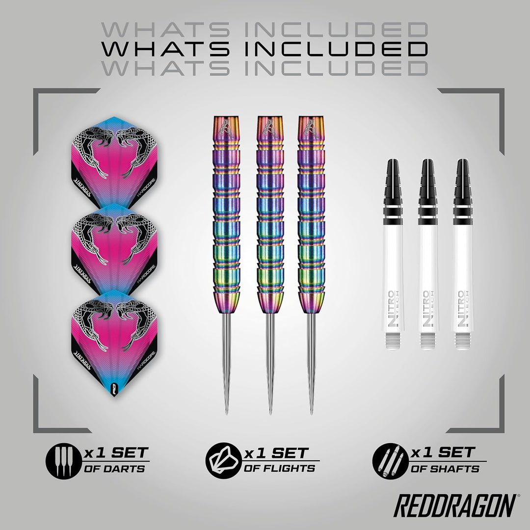 RED DRAGON Peter Wright Snakebite 1 Professional Darts Wolfram Dartset mit Flüge und Shafts 22G 1, 2
