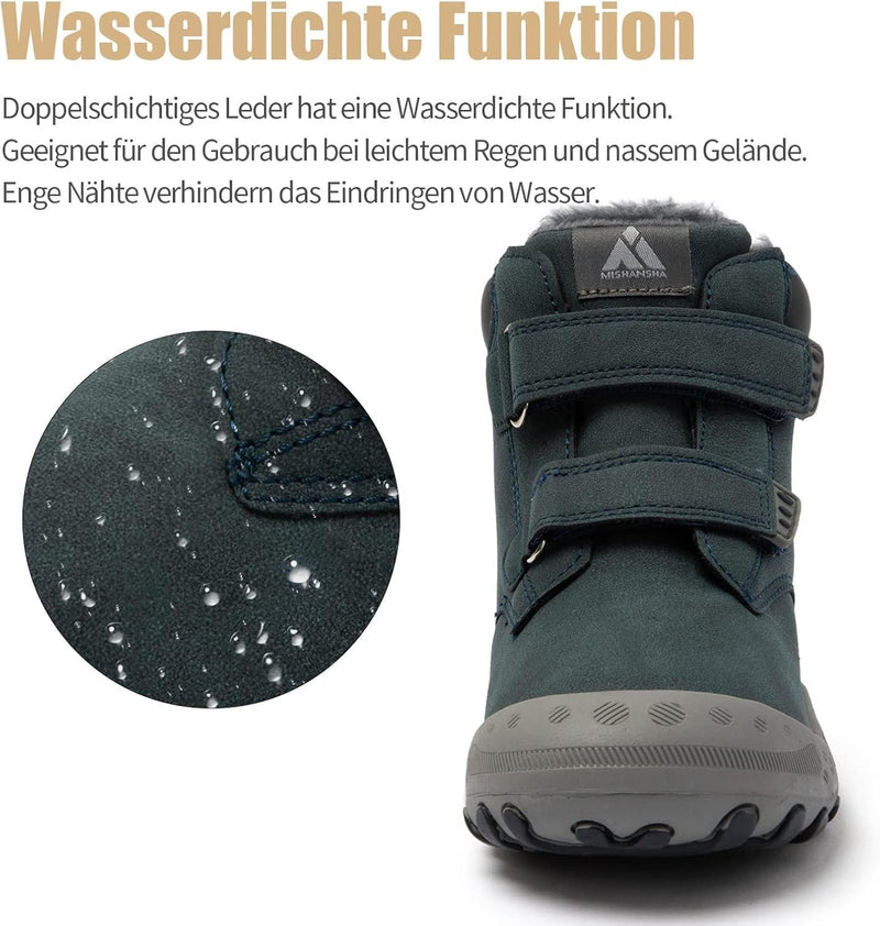 Mishansha Kinder Winterschuhe Gefüttert Winterstiefel für Jungen Mädchen Gr.24-38 25 EU Blau, 25 EU