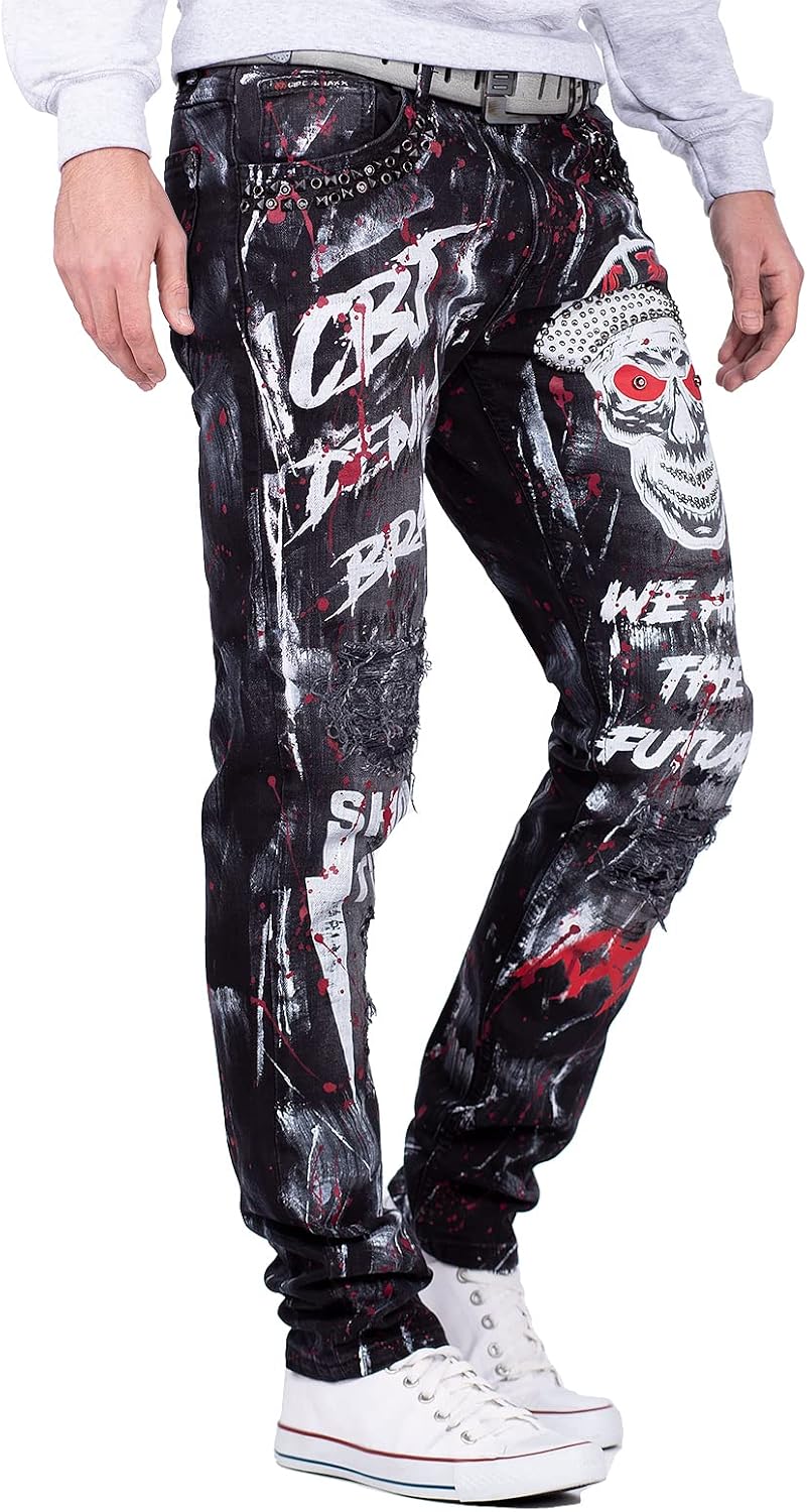 Cipo &amp; Baxx Herren Jeans modernes extravagntes Design 32W / 34L Schwarz - 92, 32W / 34L Schwarz - 92
