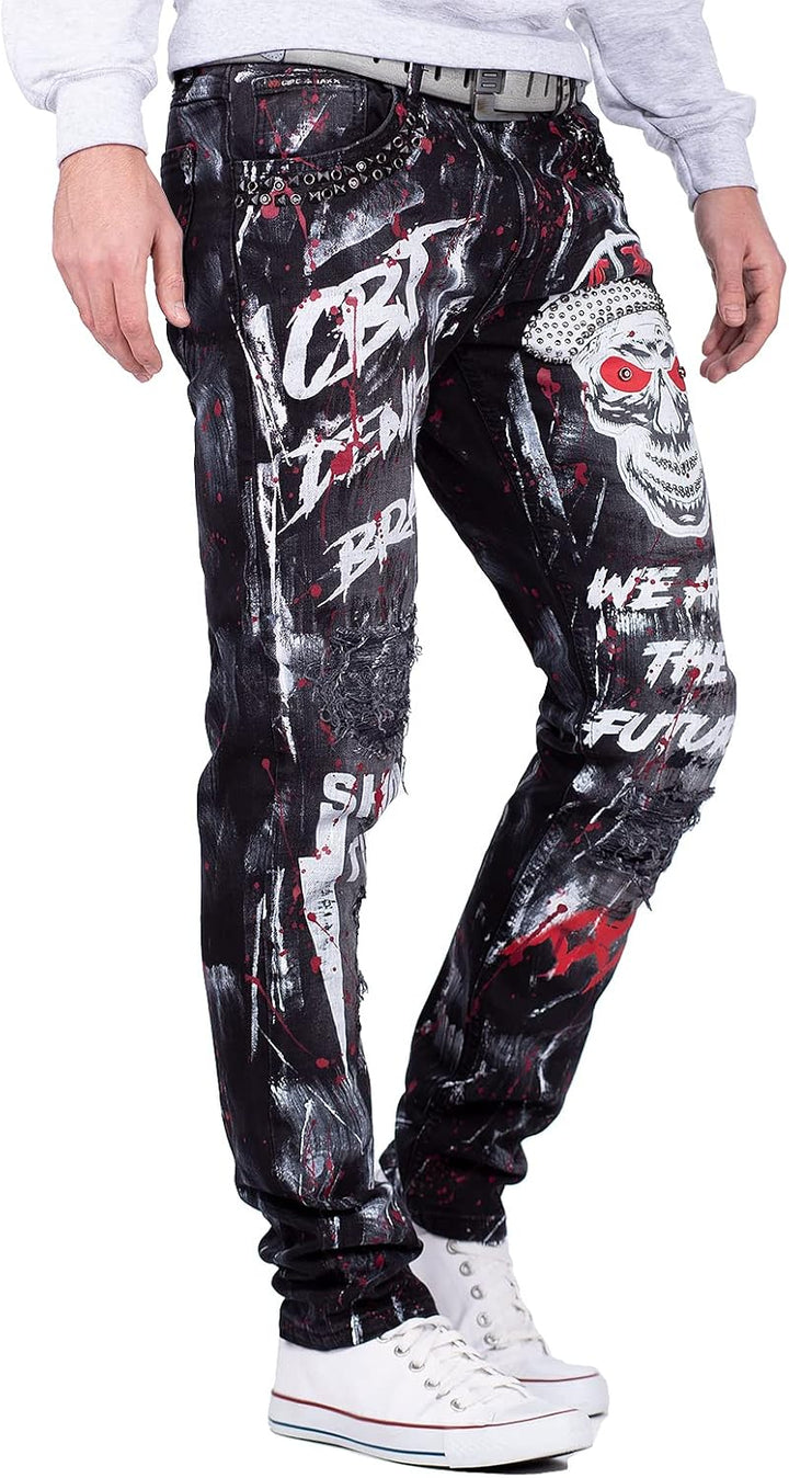 Cipo &amp; Baxx Herren Jeans modernes extravagntes Design 32W / 34L Schwarz - 92, 32W / 34L Schwarz - 92