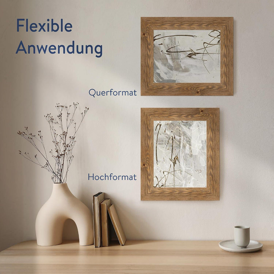 WANDStyle Bilderrahmen Strandhaus Stil 20x28cm I Farbe: Eiche-Optik I Fotorahmen I Holzbilderrahmen