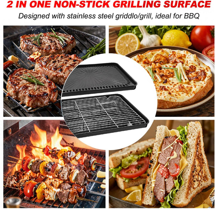 Yinleader Tragbarer Grill für Camping, Grill-Set mit Grillzubehör und Tablett, Edelstahl-Material, i