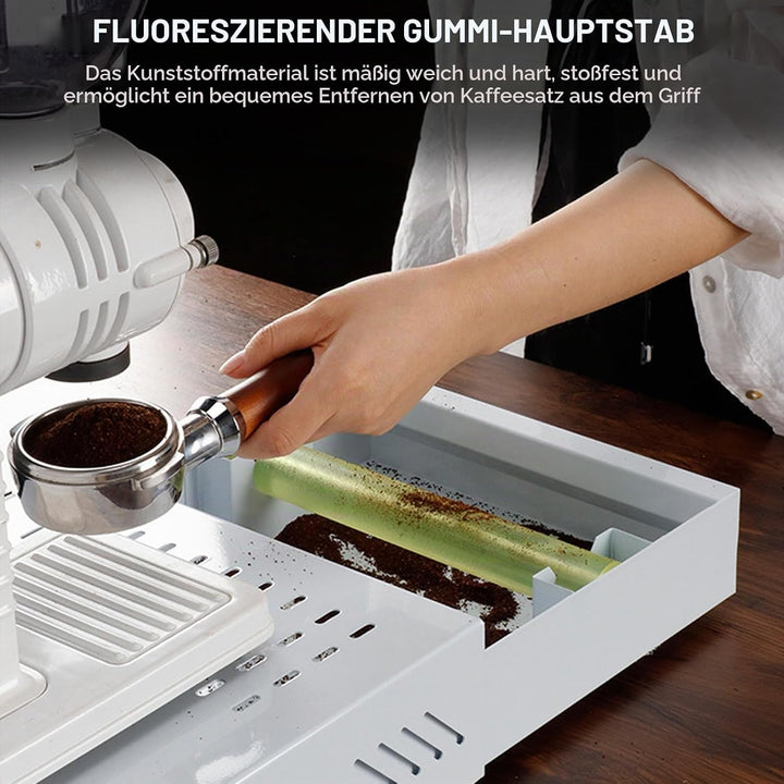 Espresso Abklopfbehälter mit Schublade – Edelstahl Knock Box mit Gummistange &amp; Anti-Rutsch-Füssen, S