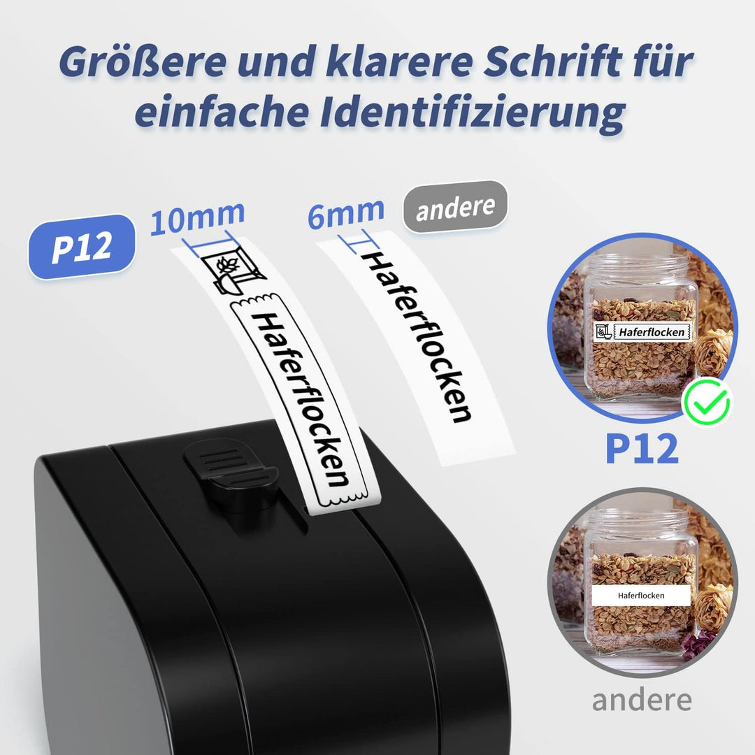 Goknu P12 Beschriftungsgerät Selbstklebend Etikettiergerät Bluetooth Etikettendrucker Tragbarer Labe