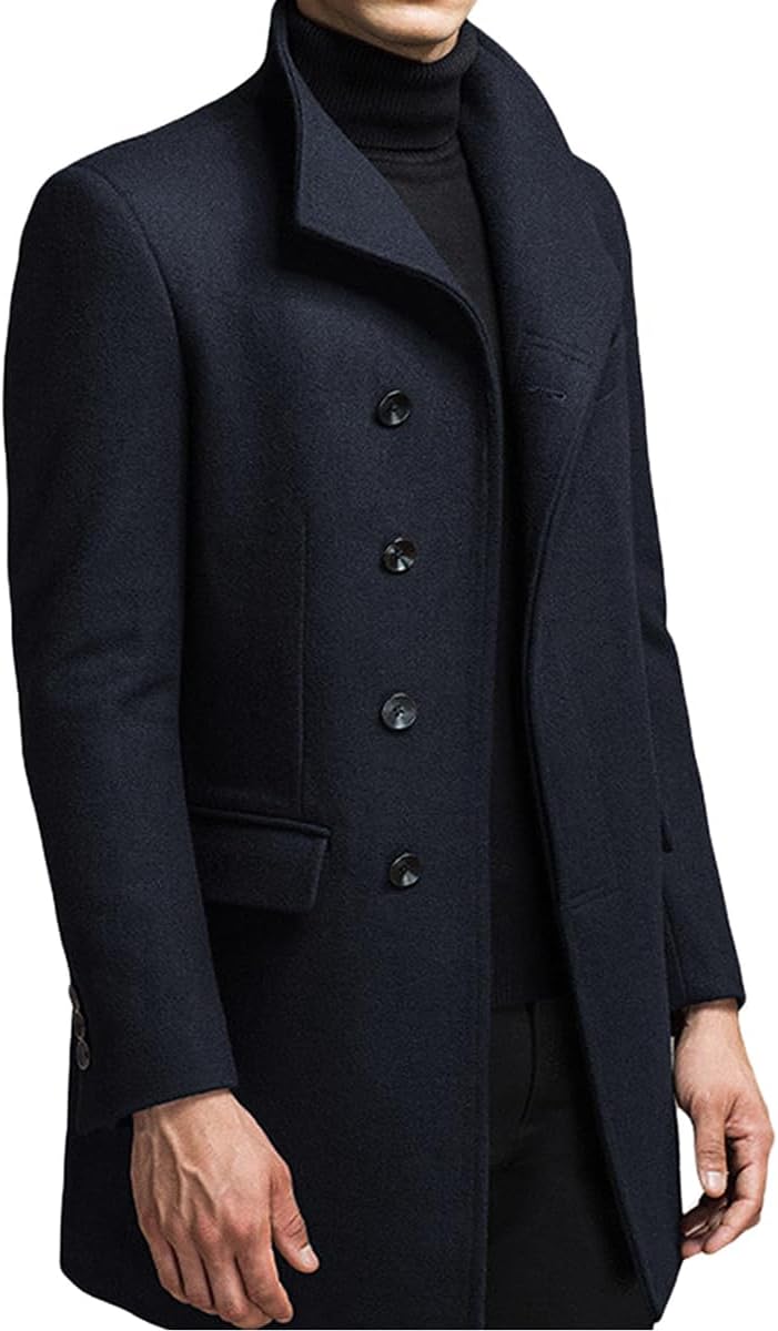 Allthemen Wintermantel Mantel Herren Lang Slim Fit Herrenmantel Winter Schwarz Business Mantel Herre