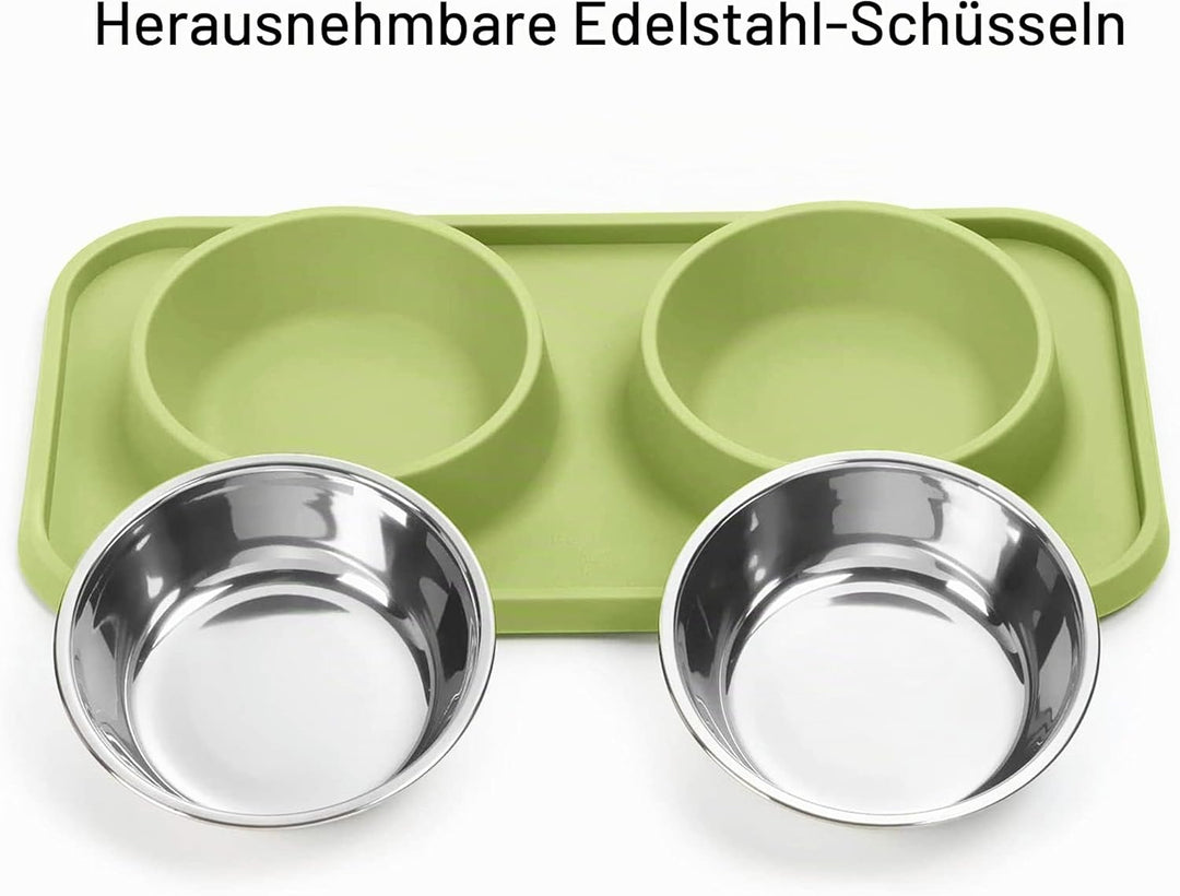 L.D.Dog Katzenfutternäpfe, Katzennäpfe, rutschfest und auslaufsicher, Silikonmatten mit Ständer, her